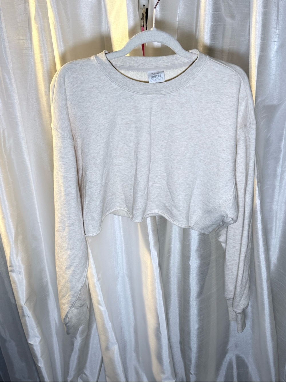 TNA Cropped Long-Sleeve Sweatshirt - Light Cream Heather